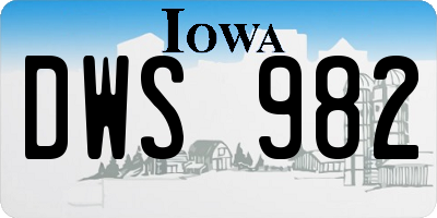 IA license plate DWS982