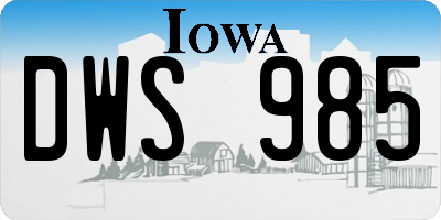 IA license plate DWS985