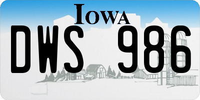 IA license plate DWS986