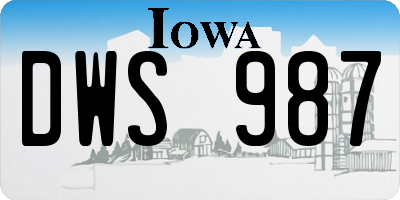 IA license plate DWS987