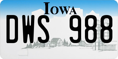 IA license plate DWS988