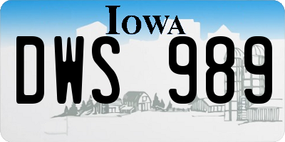 IA license plate DWS989