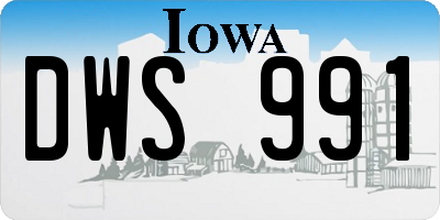 IA license plate DWS991