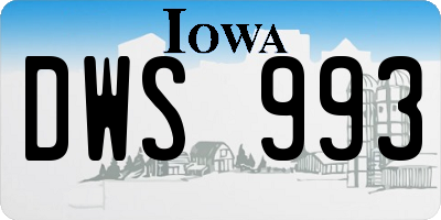 IA license plate DWS993