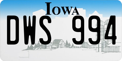 IA license plate DWS994