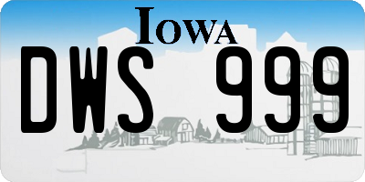 IA license plate DWS999