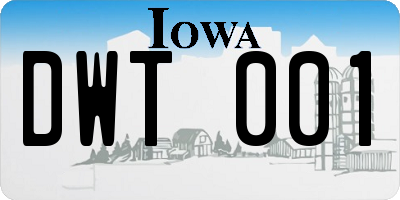 IA license plate DWT001