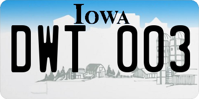 IA license plate DWT003