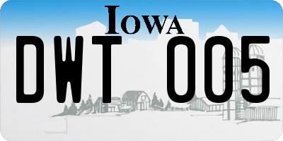 IA license plate DWT005