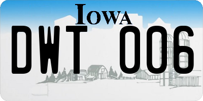 IA license plate DWT006