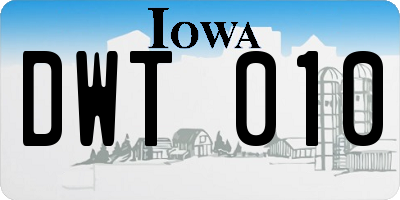 IA license plate DWT010