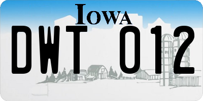 IA license plate DWT012