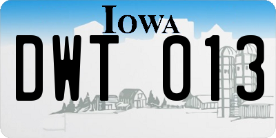 IA license plate DWT013