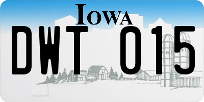 IA license plate DWT015