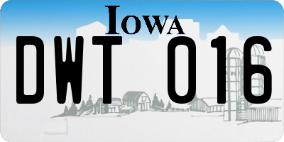 IA license plate DWT016