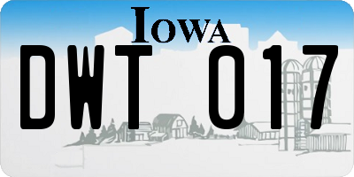 IA license plate DWT017