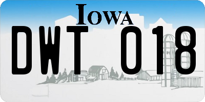 IA license plate DWT018