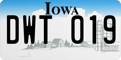 IA license plate DWT019