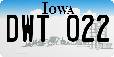 IA license plate DWT022