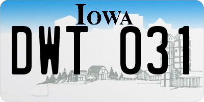 IA license plate DWT031