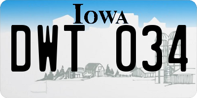 IA license plate DWT034