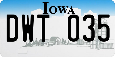 IA license plate DWT035