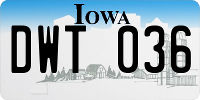 IA license plate DWT036