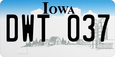 IA license plate DWT037