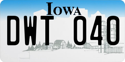 IA license plate DWT040