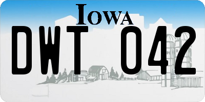 IA license plate DWT042