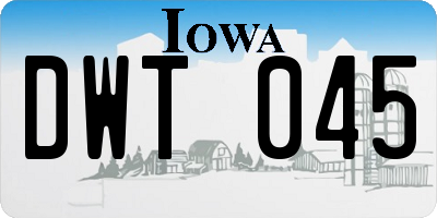 IA license plate DWT045