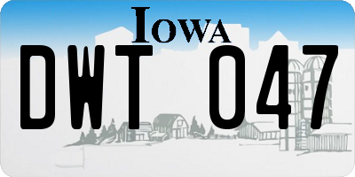 IA license plate DWT047