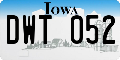 IA license plate DWT052