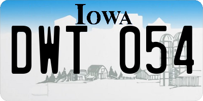 IA license plate DWT054