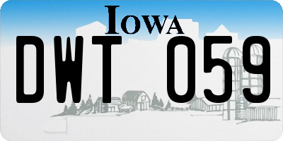 IA license plate DWT059