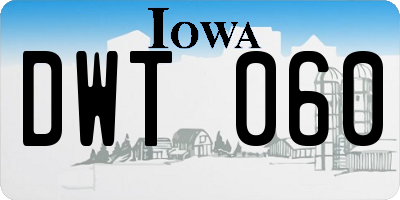 IA license plate DWT060