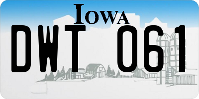 IA license plate DWT061