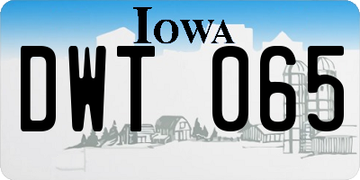 IA license plate DWT065