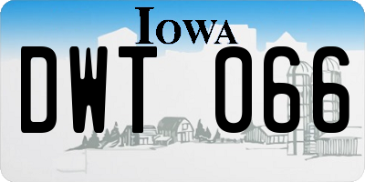 IA license plate DWT066