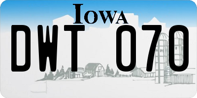 IA license plate DWT070