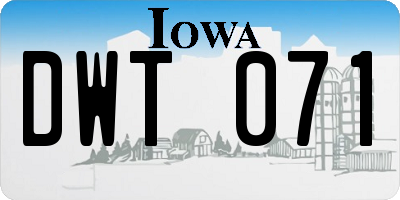 IA license plate DWT071