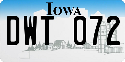 IA license plate DWT072