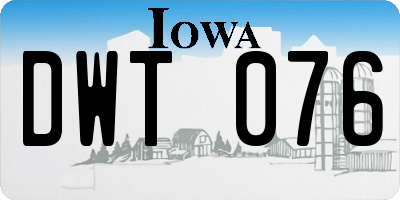 IA license plate DWT076