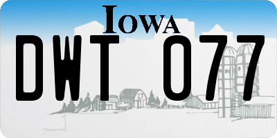 IA license plate DWT077