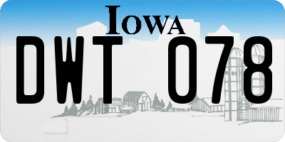 IA license plate DWT078