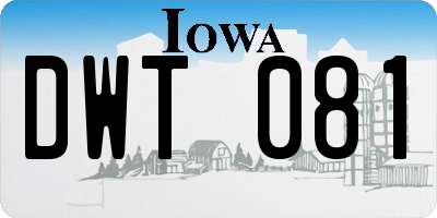 IA license plate DWT081