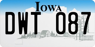 IA license plate DWT087