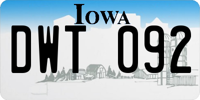 IA license plate DWT092