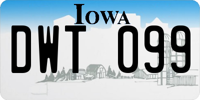 IA license plate DWT099