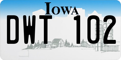 IA license plate DWT102
